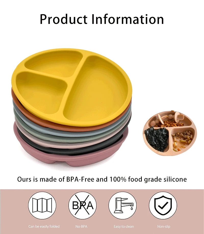 Baby Suction Plate Set – 5P Silicone Bowl, Cup & Utensil