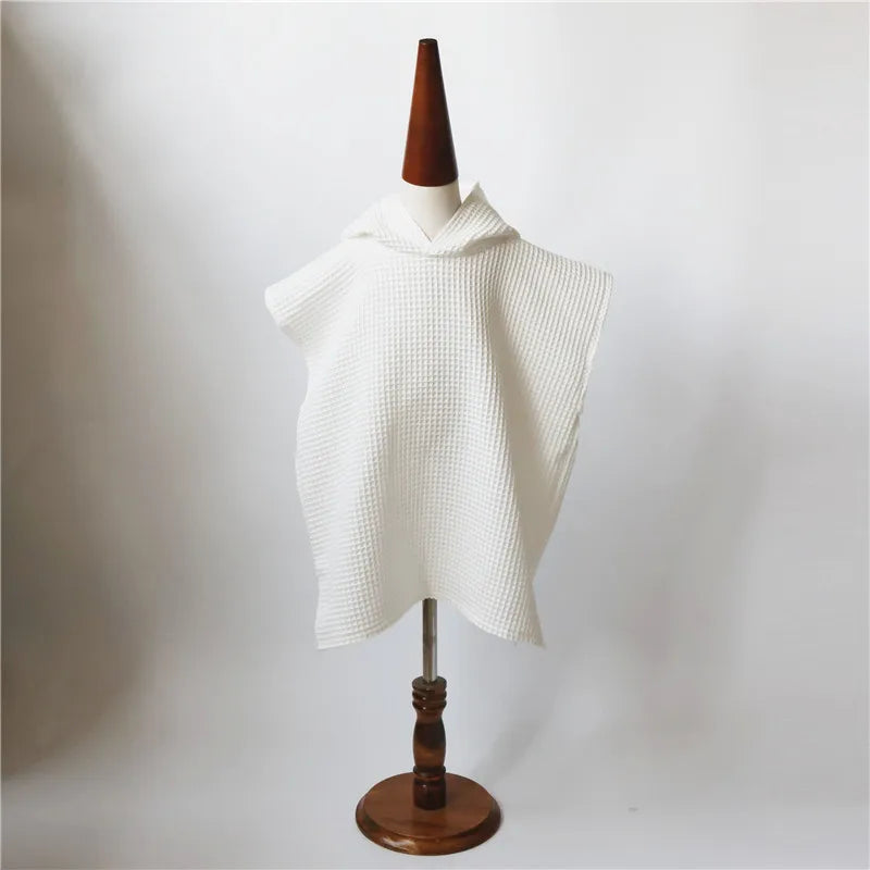 Baby Hooded Bath Towel – Cotton Waffle Cape Blanket & Bathrobe for Kids