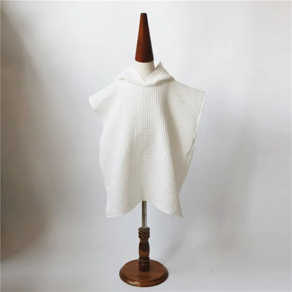 Baby Hooded Bath Towel – Cotton Waffle Cape Blanket & Bathrobe for Kids