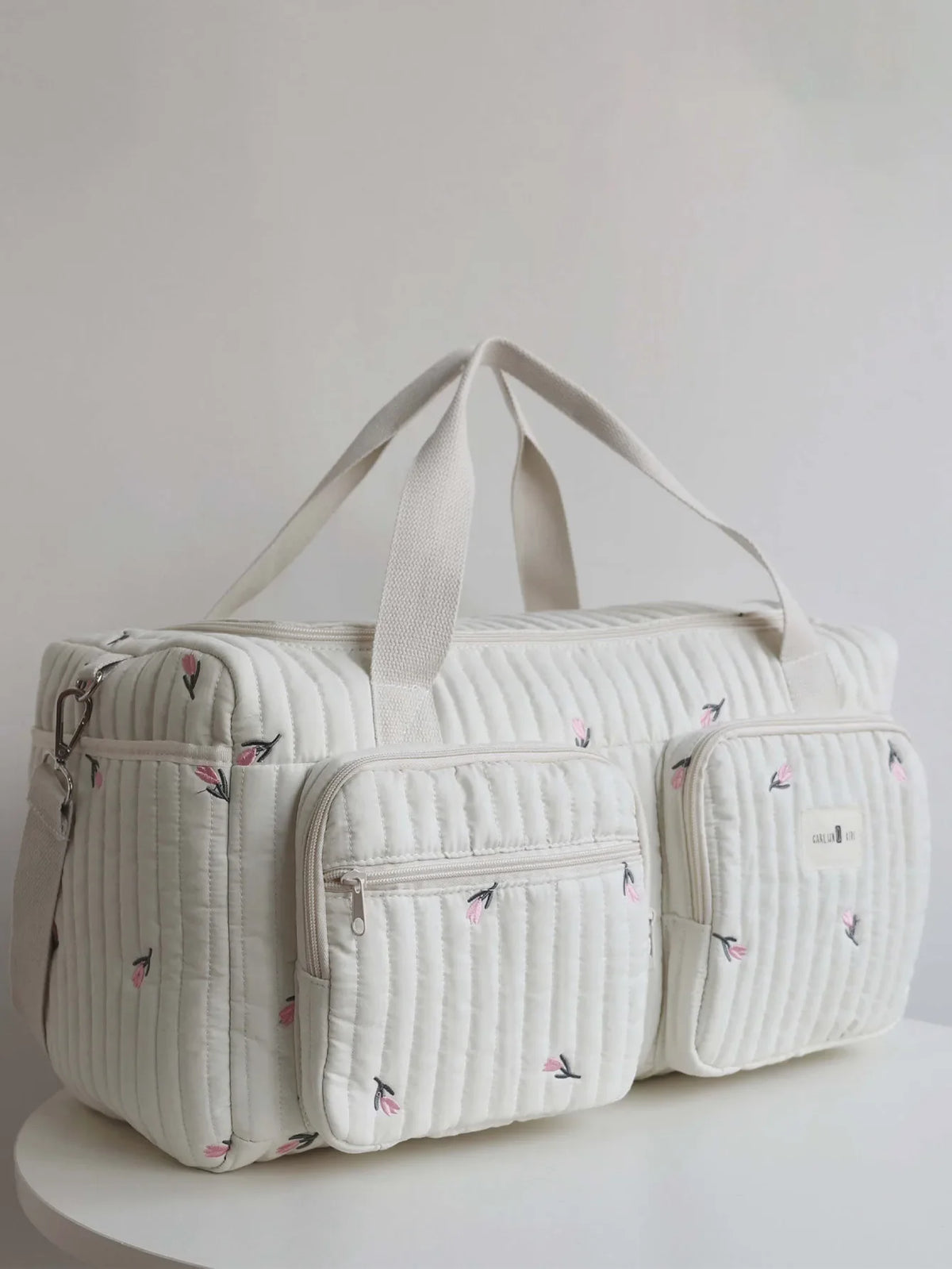 Cartoon Bear Diaper Bag – Quilted Tulip Maternity Tote with Shoulder Strap