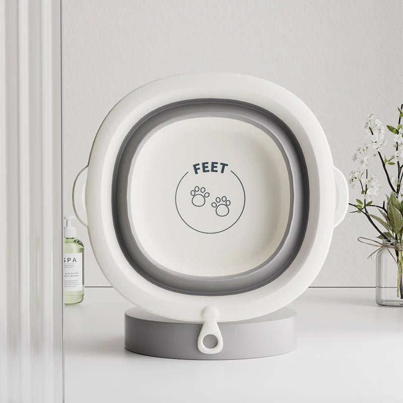 Bassine de toilette portable pour bébé – Bassine de bain et de pieds pliable en silicone