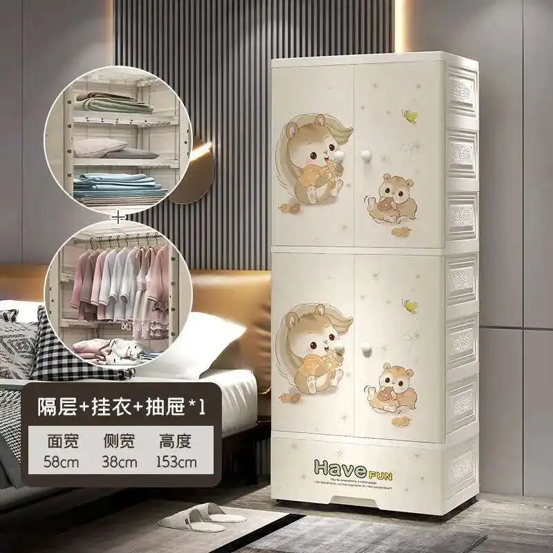 Armoire bébé en plastique – Armoire de rangement à motifs pour filles