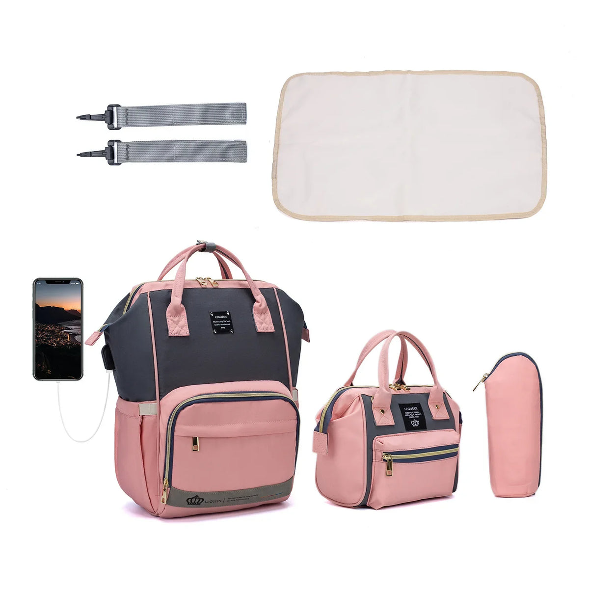 Mummy Diaper Backpack – Large Capacity, USB, Waterproof