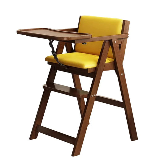 Portable Wooden Baby Highchair – Safe Folding Dining Seat with Seat Belts