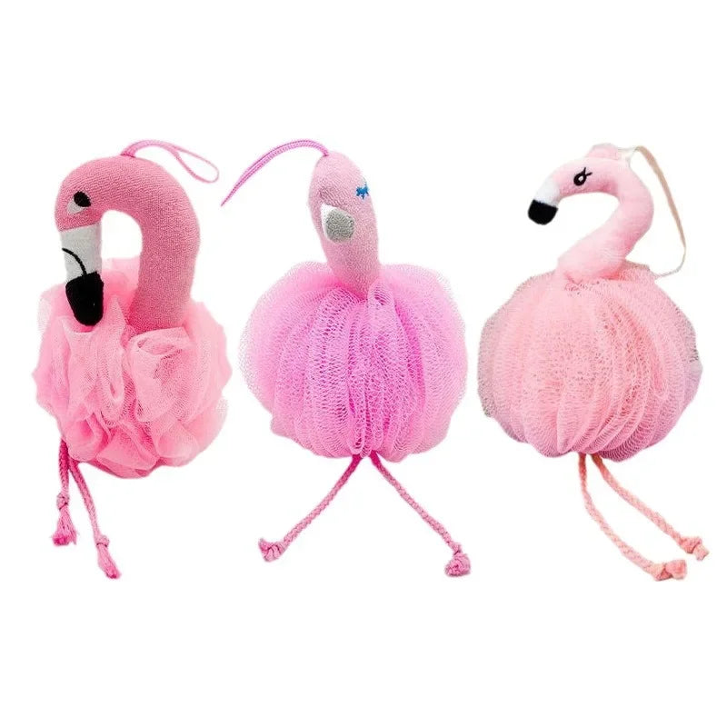 Cute Bath Flower Ball – Flamingo Rubbing Bath Brush for Children