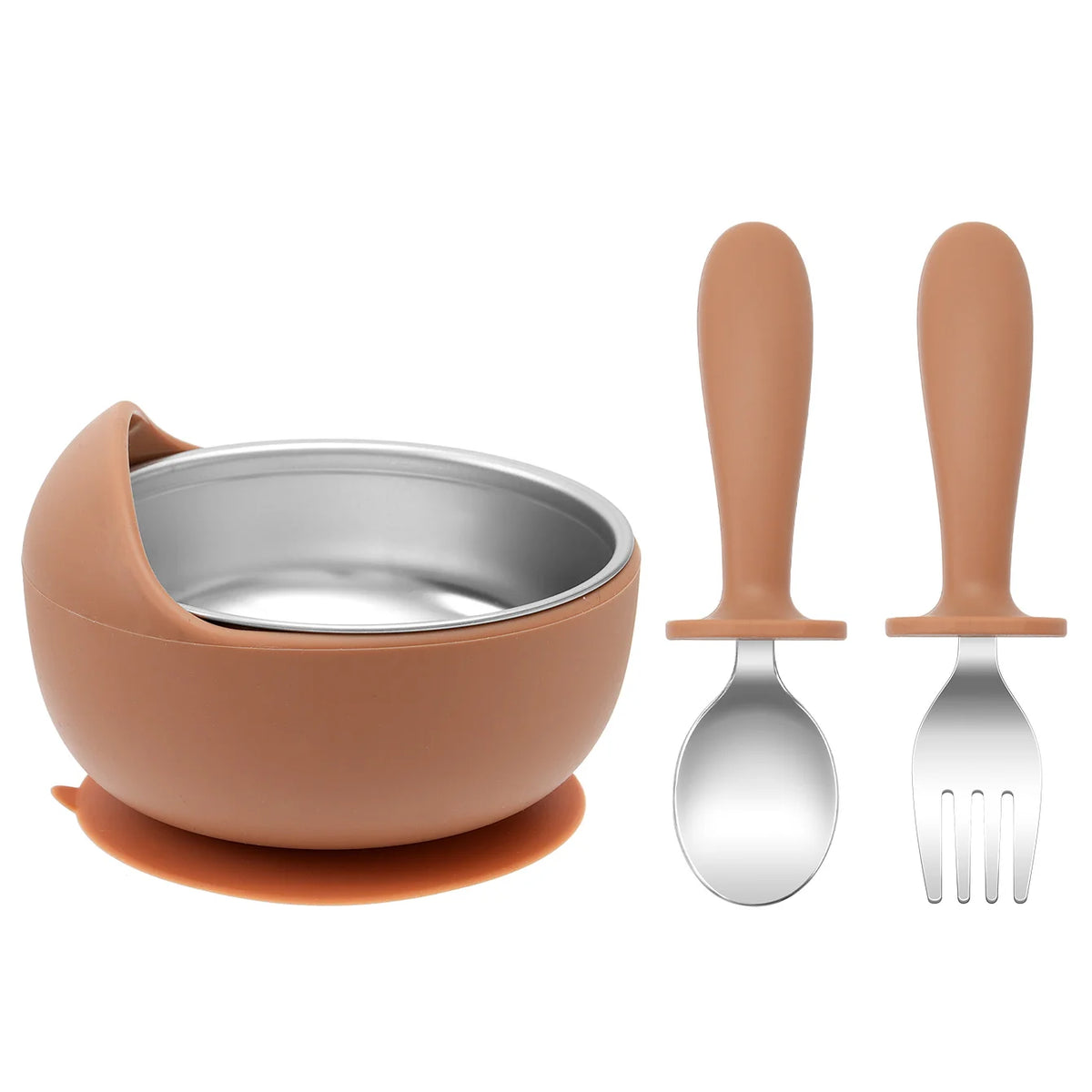 Ensemble d'alimentation pour tout-petits – 3 pièces : bol, cuillère et fourchette pour le sevrage