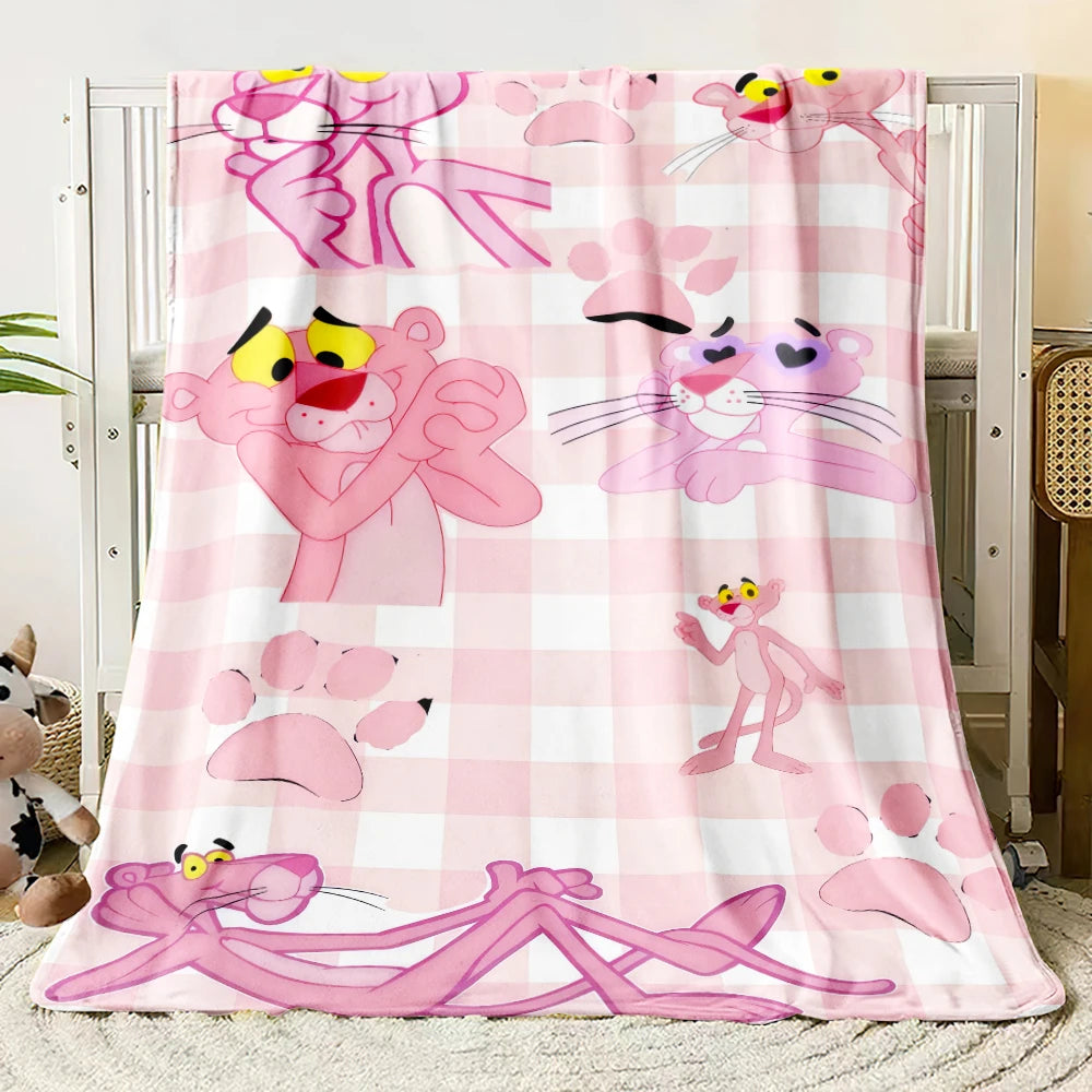 MINISO Pink Panther Flannel Blanket Suitable for Bedroom, Iving Room,sofa,student Nap,office Nap,camping Trip,children's Gift