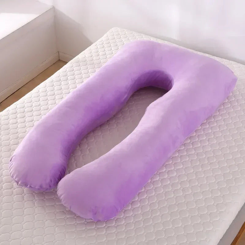 Coussin de grossesse en polaire douce en forme de U – Soutien latéral et lombaire multifonctionnel
