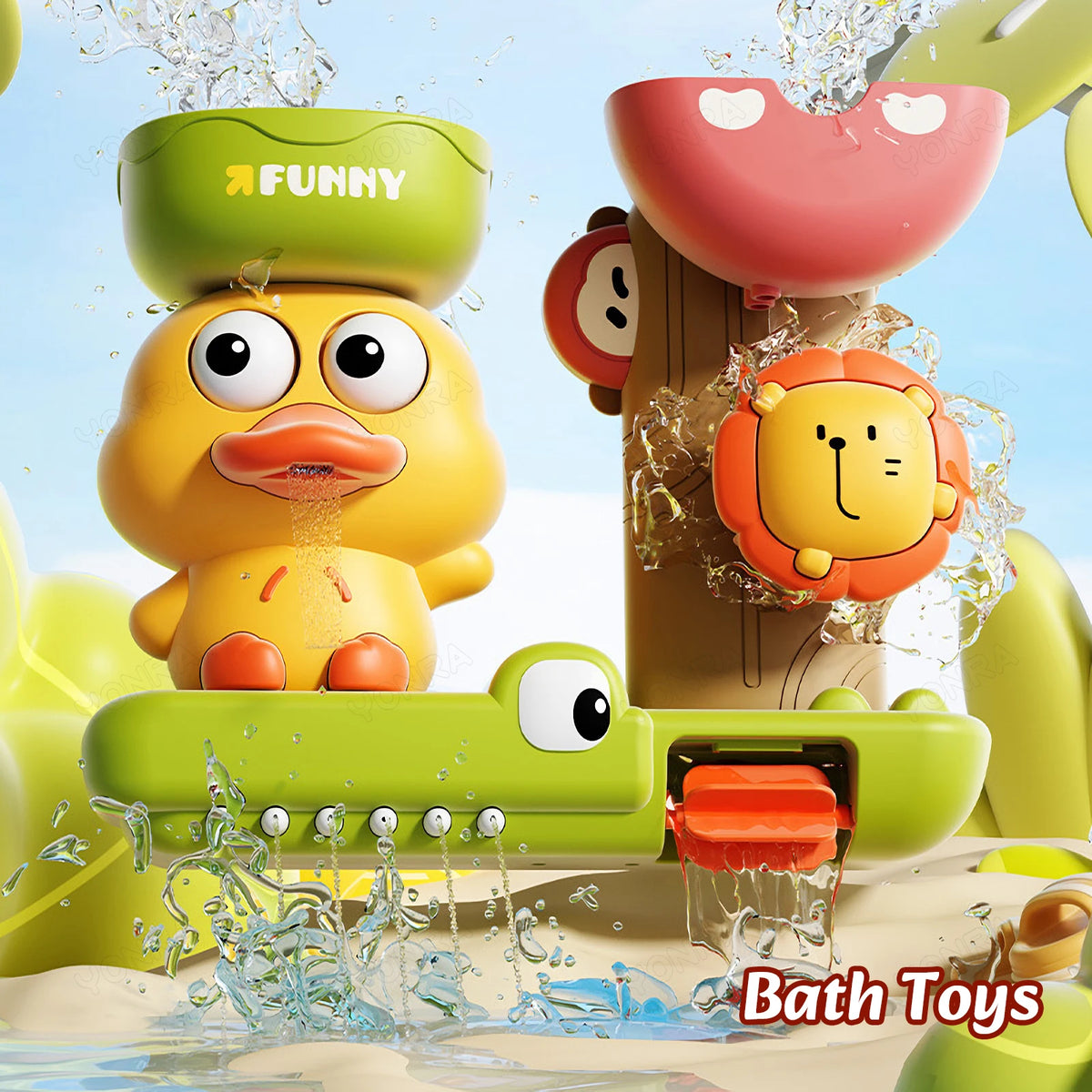 Cute Duck Bathtub Toy – Kids Shower Play Set Birthday Gift Idea