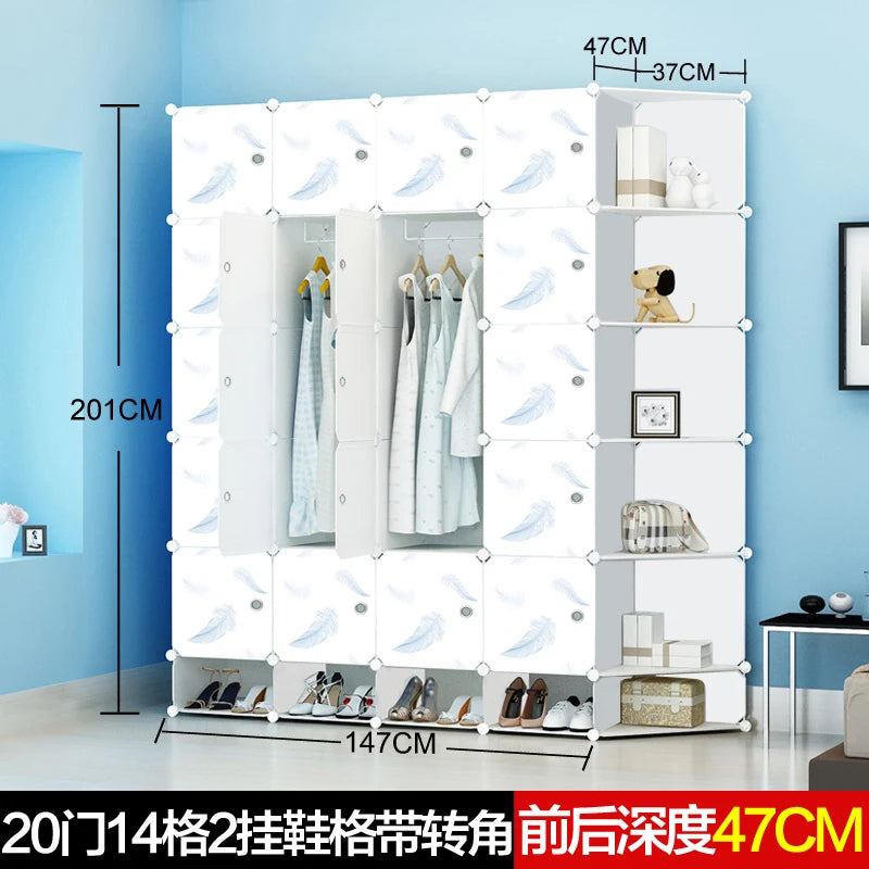 Armoire bébé minimaliste – Cube en plastique et rangement en tissu