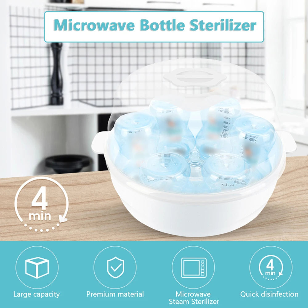Stérilisateur vapeur compact pour biberons et tasses | Nettoyage rapide en 2 à 6 minutes