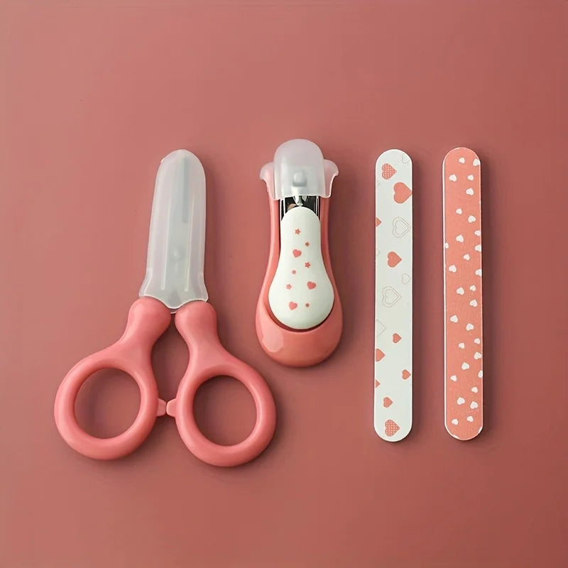 Ensemble de soins pour bébé 4 pièces : coupe-ongles avec capuchon, limes à ongles, ciseaux