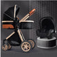 Poussette bébé 3 en 1 de luxe à grand débattement – ​​Position assise et allongée