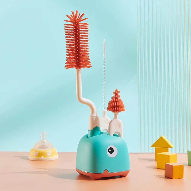 All-in-One Baby Bottle Brush Kit | 360° Rotating Silicone Cleaner Set