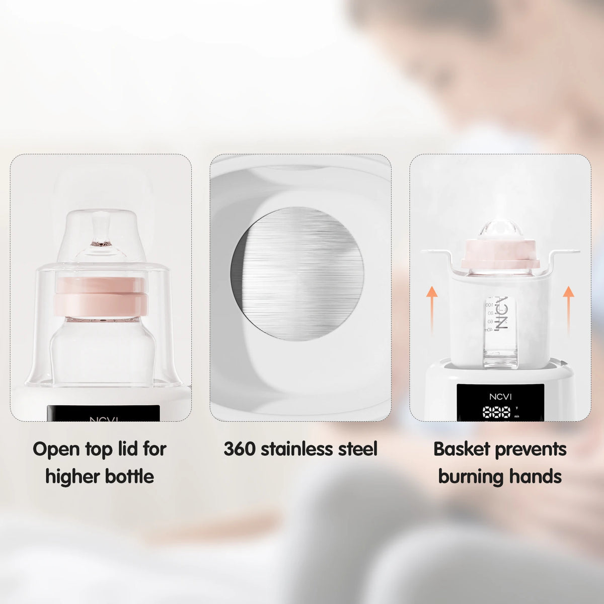 NCVI Bottle Warmer & Sterilizer | Rapid Heating with LCD Display & Timer