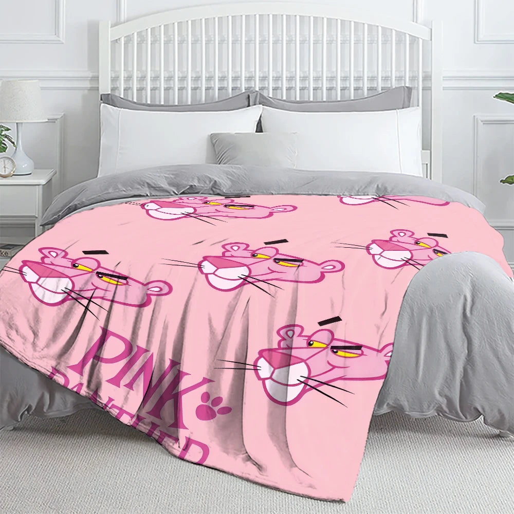 MINISO Pink Panther Flannel Blanket Suitable for Bedroom, Iving Room,sofa,student Nap,office Nap,camping Trip,children's Gift