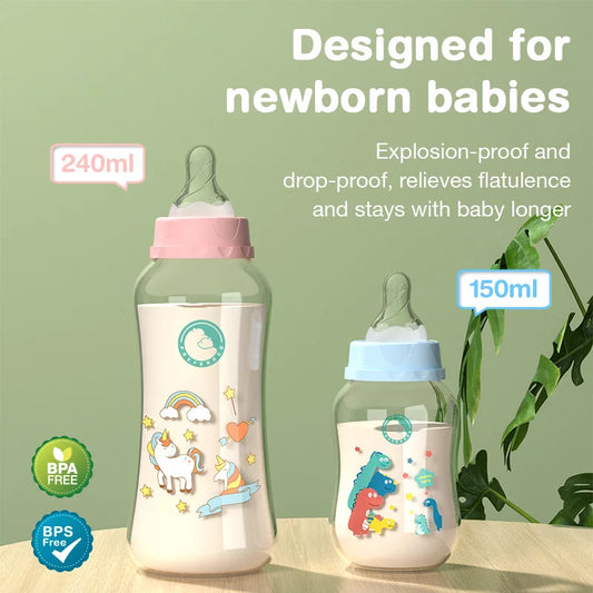 150/240ml Baby PP Feeding Bottle – Wide Mouth, With Handle, BPA-Free