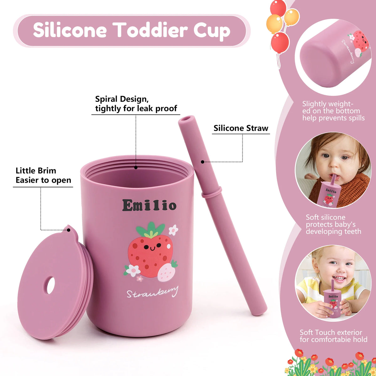 Biberon pour tout-petits – Gobelet à paille en silicone pour enfants
