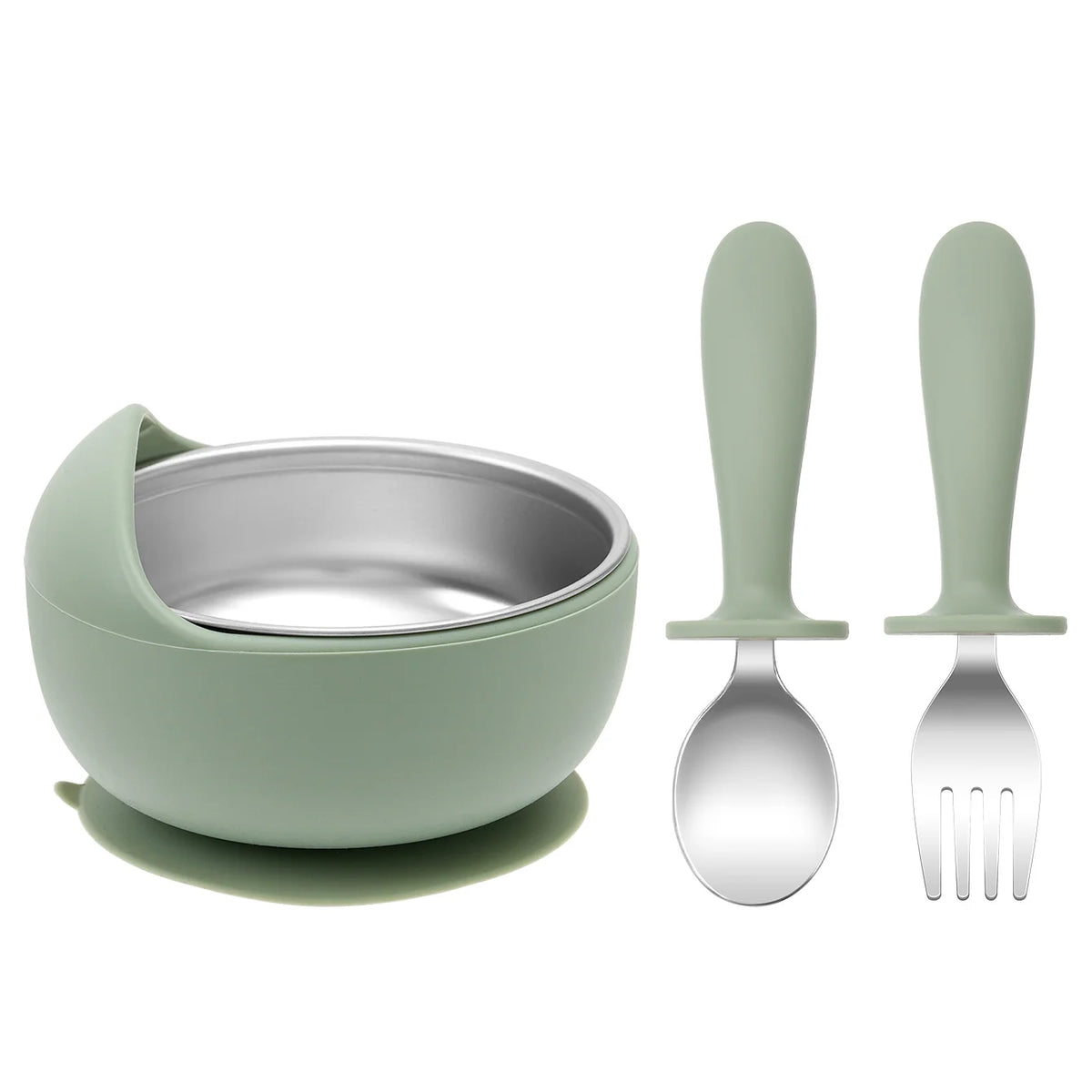 Ensemble d'alimentation pour tout-petits – 3 pièces : bol, cuillère et fourchette pour le sevrage
