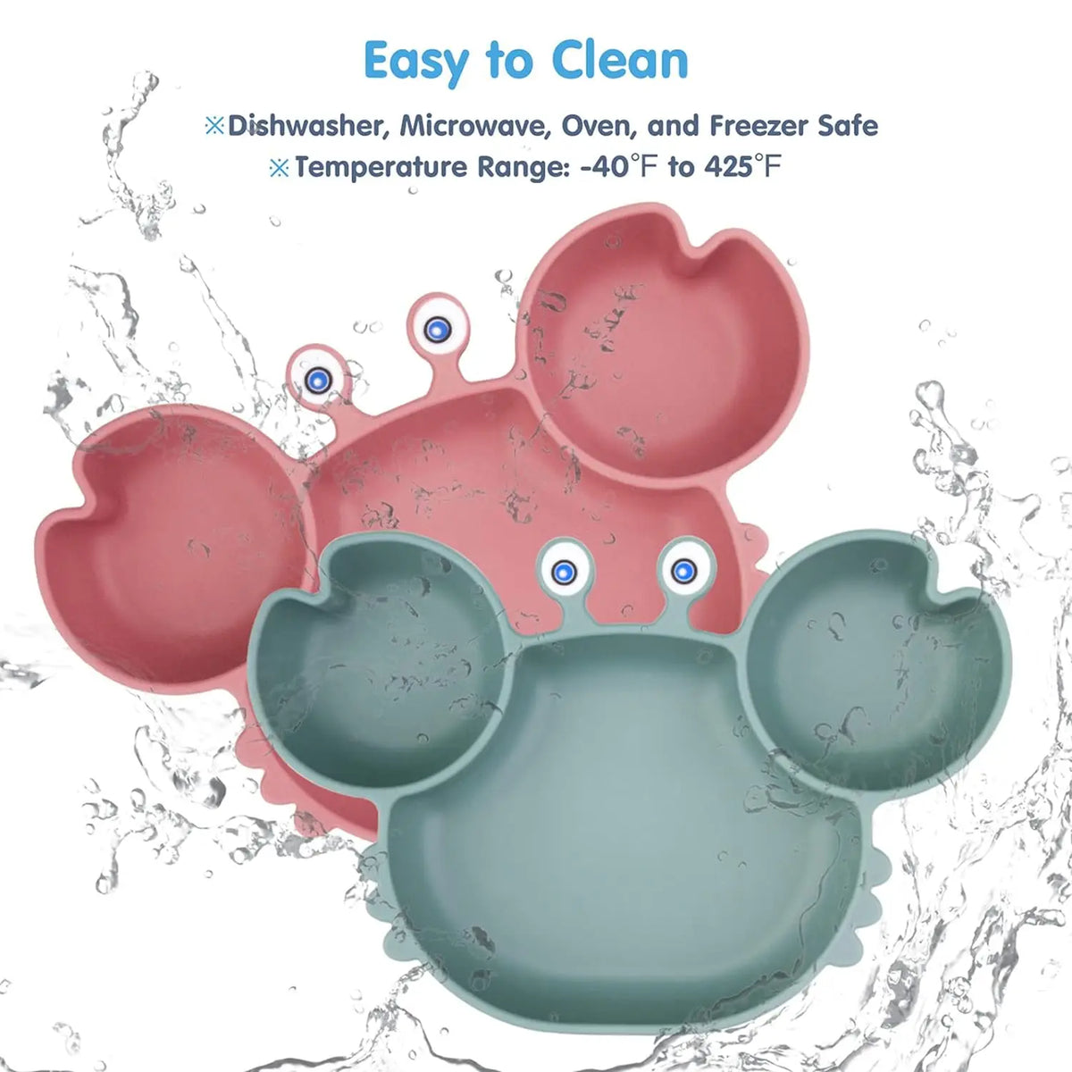 Toddler Suction Plate – BPA-Free Cartoon Crab Feeding Tray