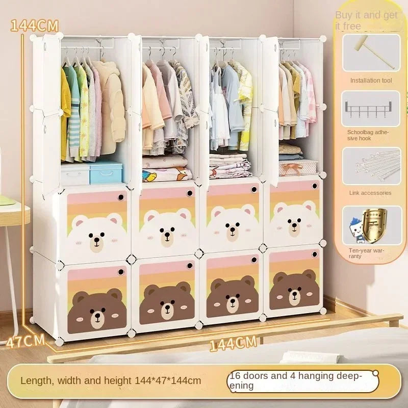 Armoire pliable pour enfants – Rangement en cubes entièrement fermé