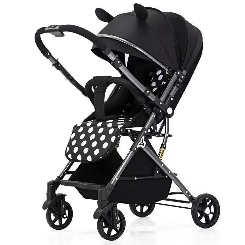 Ultra-Light Four-Wheel Baby Stroller – Sit & Lie Down, Foldable High-View