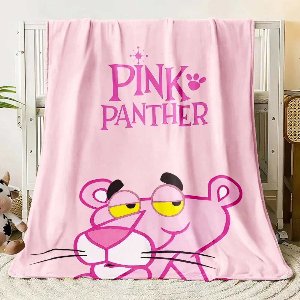 MINISO Pink Panther Flannel Blanket Suitable for Bedroom, Iving Room,sofa,student Nap,office Nap,camping Trip,children's Gift