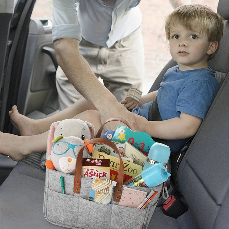 Panier à couches pliable en feutre – Organisateur pour bébé, idéal pour la voiture, la chambre et les voyages