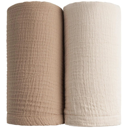 Ensemble de 2 couvertures d'emmaillotage pour bébé, en mousseline de coton doux, idéales pour accueillir un nouveau-né ou pour la poussette. Accessoires pour bébé.