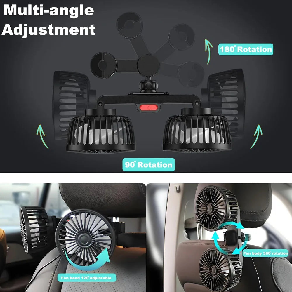 Car Back Seat Fan – 5-Blade Summer Cooling USB Fan