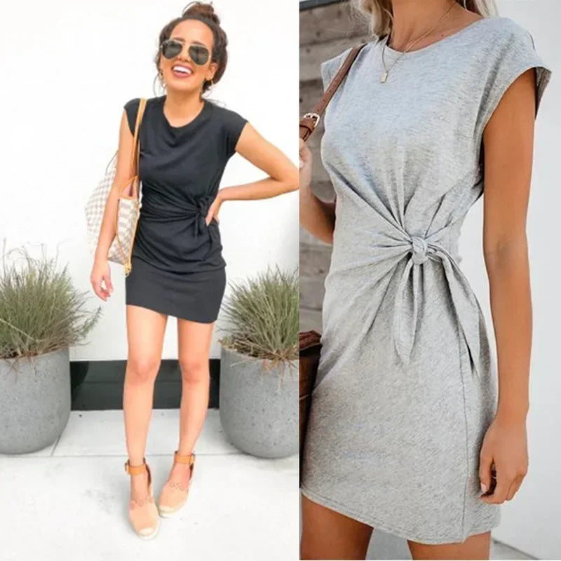 Robe de maternité unie Premama – Robe d'allaitement d'été à manches courtes