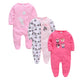 Lot de 3 grenouillères Kavkas pour bébé garçon (0-12 mois), 100 % coton, manches longues, imprimé dessin animé, articles pour filles