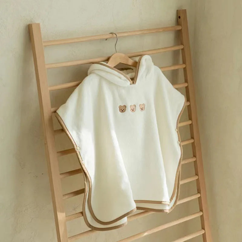 Korean Kids Hooded Bath Towel – Absorbent Quick-Dry Cotton Cape with Hat