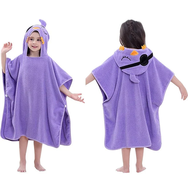 Serviette de bain à capuche pour enfants MICHLEY Fox – Peignoir poncho en coton (2–6 ans)