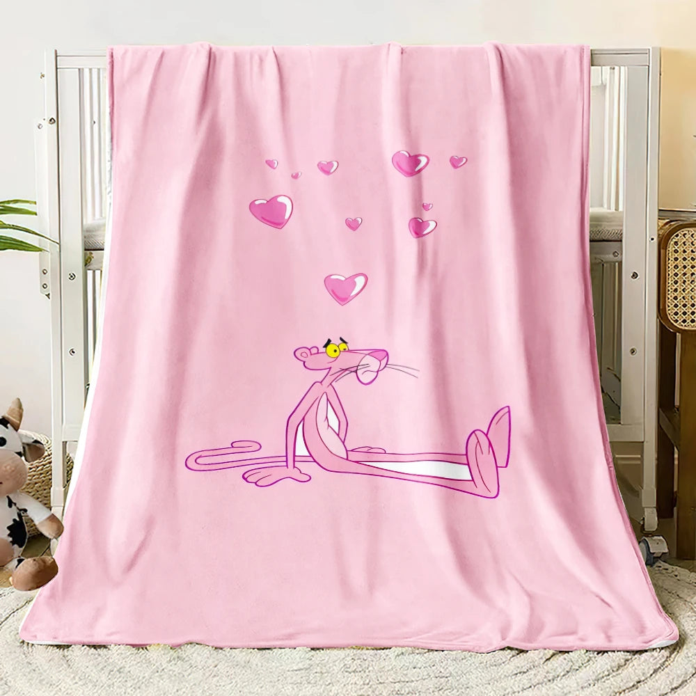 MINISO Pink Panther Flannel Blanket Suitable for Bedroom, Iving Room,sofa,student Nap,office Nap,camping Trip,children's Gift