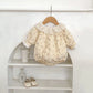Combinaison bébé automne-hiver 2025, col en dentelle, manches longues, imprimé coton, style princesse