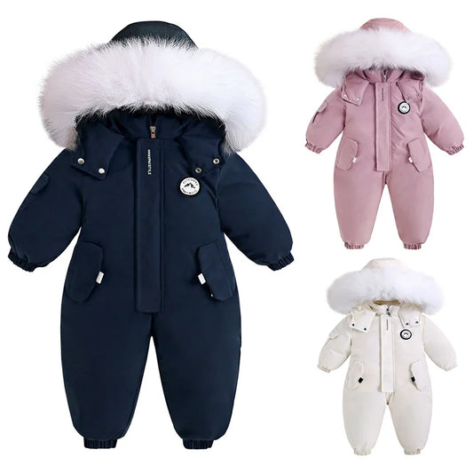 OLEKID -30 Degree Russia Winter Baby Jumpsuit Plus Velvet Baby Boy Overalls 1-5 Years Kids Toddler Girl Snowsuit Outerwear Coat