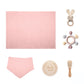 Coffret cadeau bain bébé et anneau de dentition – Jouets en silicone, hochet et cartes étapes