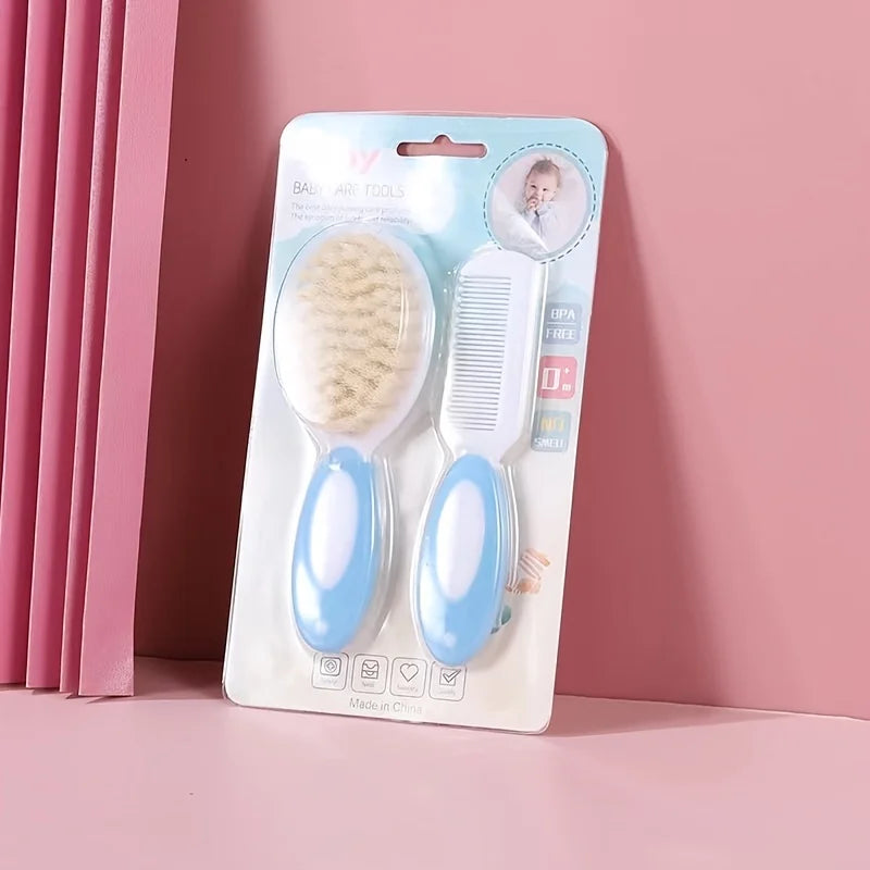 Ensemble brosse et peigne pour bébé (2 pièces) – Poils doux, soin des croûtes de lait