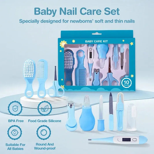 10-Piece Newborn Baby Grooming Kit – Safe Nail Clippers, Brush & Comb