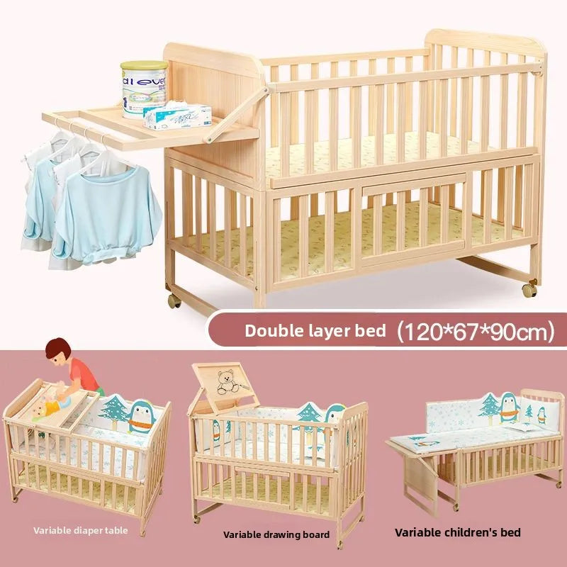 Convertible Baby Bed – Solid Wood & Adjustable Cradle