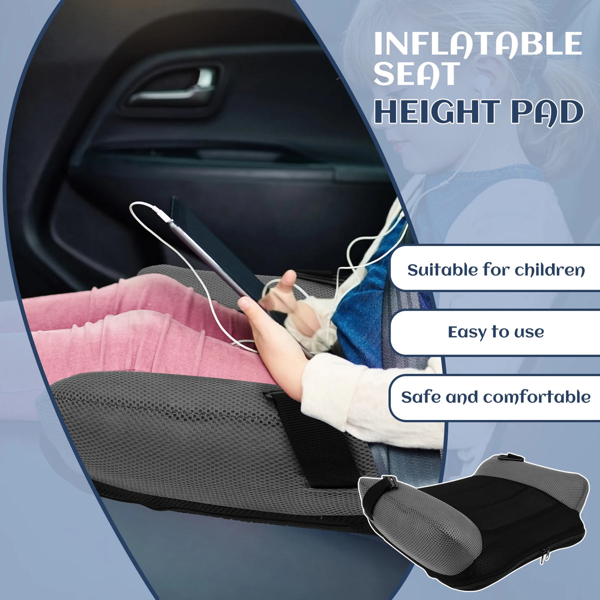 Kids Travel Seat Cushion – Backless Inflatable Booster