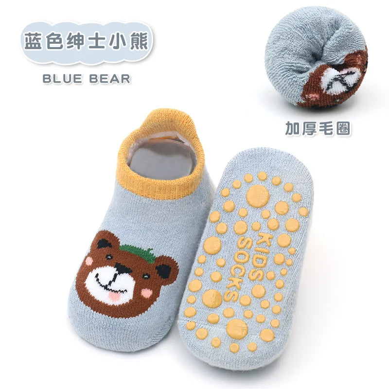 Chaussettes bébé antidérapantes mignonnes – Imprimé animal d'été
