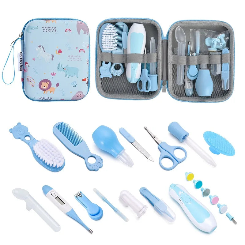 Trousse de soins pour bébé – Coupe-ongles, peigne, brosse, ciseaux, thermomètre