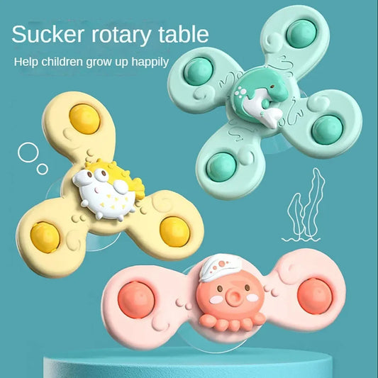 Baby Bath Water Toy – Rotary Suction Cup Cartoon Rattle