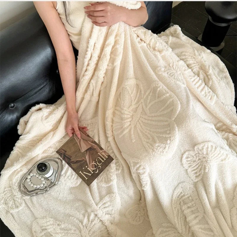 Multi-functional Fleece Baby Blanket Flannel Jacquard Butterfly Comfortable Soft Sofa Throw Blanket Warm Winter Bedding Items