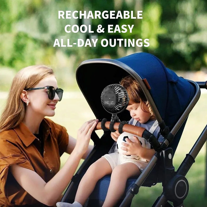 Portable Rechargeable Baby Stroller USB Fan – Clip-On Mini Fan