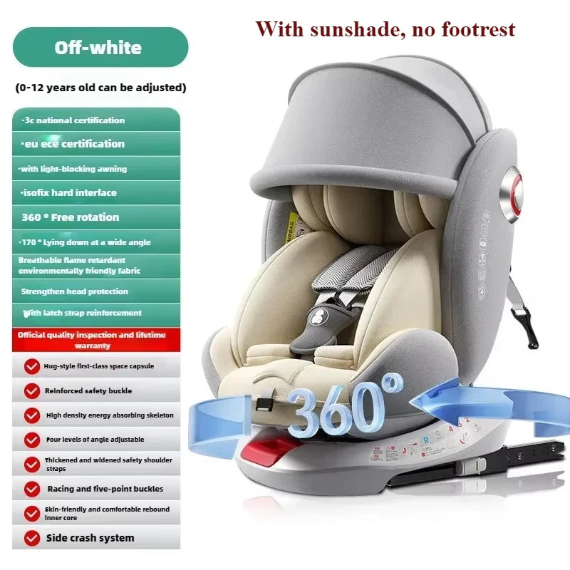 Universal Baby Car Seat | Safe ISOFIX, Rotates 360°, Age 0-12Y
