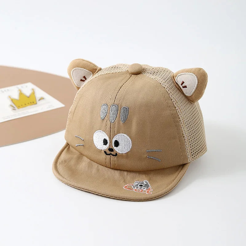 Casquette de baseball d'été pour enfants en maille, chapeau mignon de chat de dessin animé