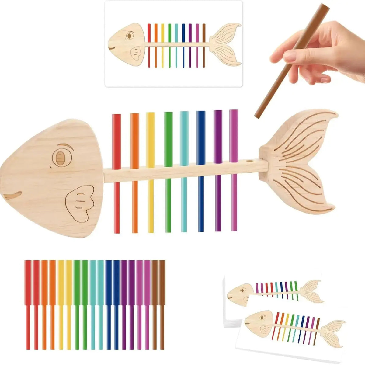 Montessori Fish Bone Puzzle – Color & Sensory Matching Toy